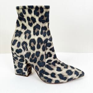 Loeffler Randall Isla Ankle Booties Womens 9 Leopard Print Heeled Pointed Toe